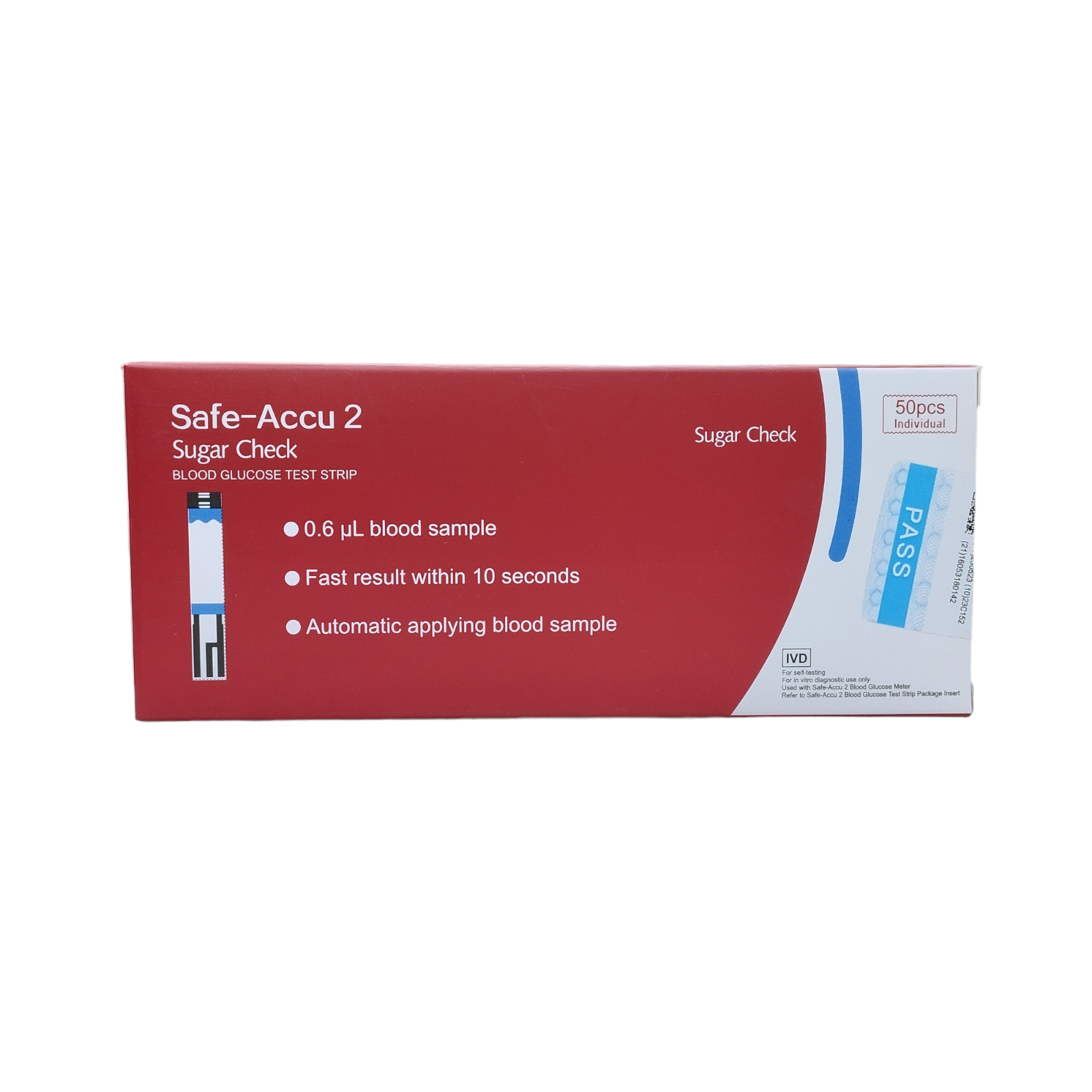 Safe-Accu 2 Sugar Check Blood Glucose Test Strips